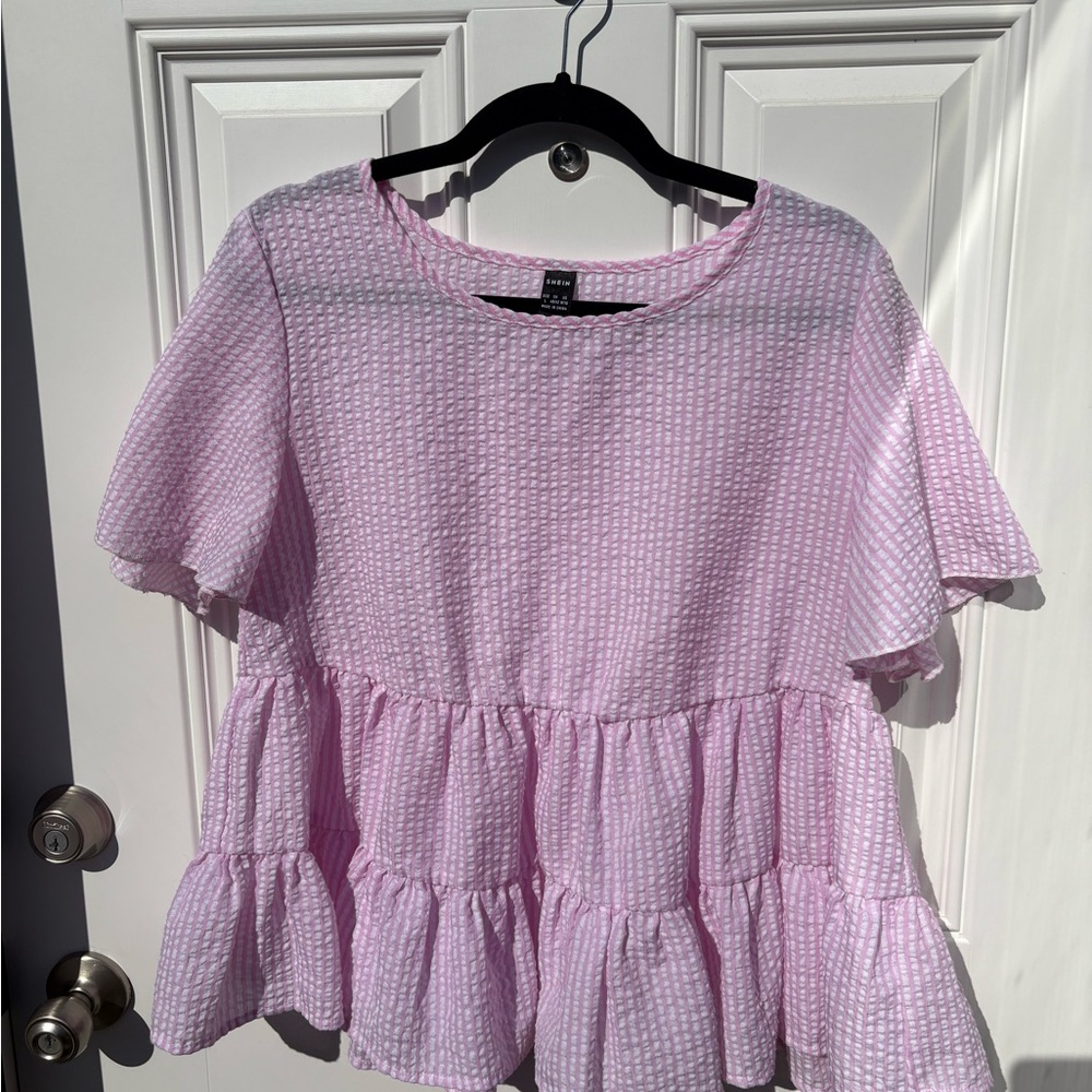 SHEIN Light Pink Textured Blouse